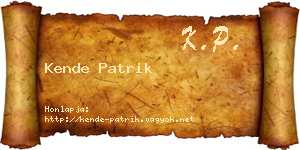 Kende Patrik névjegykártya